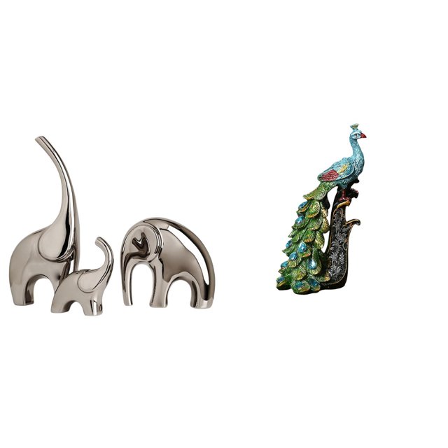 Elegante Colección De Esculturas De Cerámica De Elefante Y Pavo Real Para El Hogar, La Oficina, El Dormitorio, La Sala De Estar, Estante, Decoración De Mesa, Adorno.