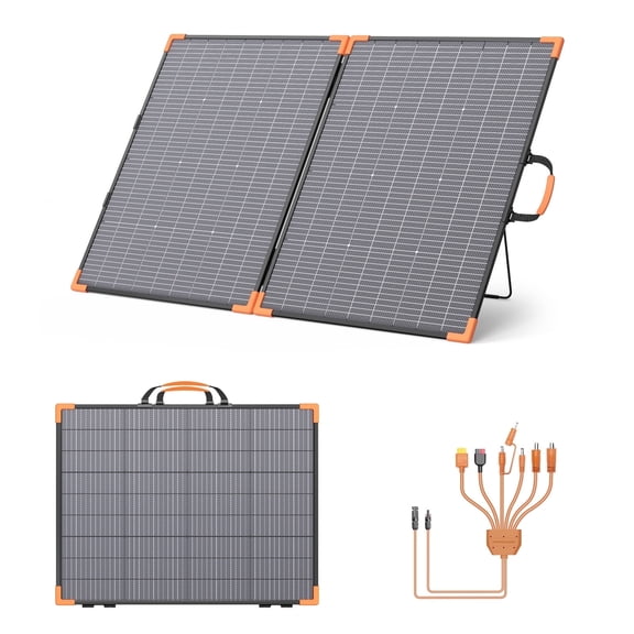 MHPOWOS 200 watt 20V Bifacial Portable Solar Panel Kit High Efficiency Foldable Solar Panel Charger IP68 Waterproof for Power Stations Solar Generator Outdoor Camping RsV Off Grid System