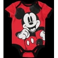 thumbnail image 3 of Disney Mickey Mouse Newborn Baby Boys Bodysuit Jogger Pants Bib and Hat 4 Piece Outfit Set Newborn to Infant, 3 of 5