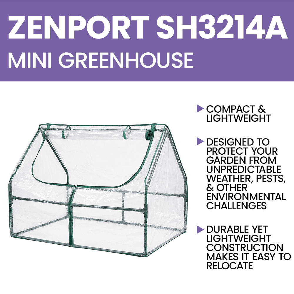 Zenport SH3214A 4ft Greenhouse - 4'x4'x3', Green