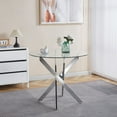 thumbnail image 1 of Noble House Round Dining Table,Glass Dining Table, cross-shaped electroplated iron legs,Chrome, 1 of 10