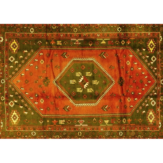 Ahgly Company Indoor Rectangle Persian Yellow Traditional Area Rugs, 6' x 9'