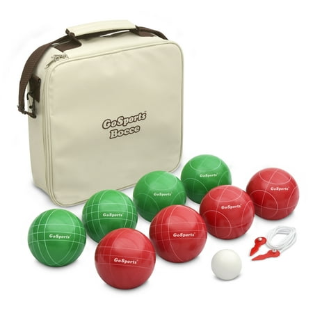 GoSports 100mm Official Regulation Premium Bocce Set with 8 Balls, Pallino, Portable Carry Case and Measuring