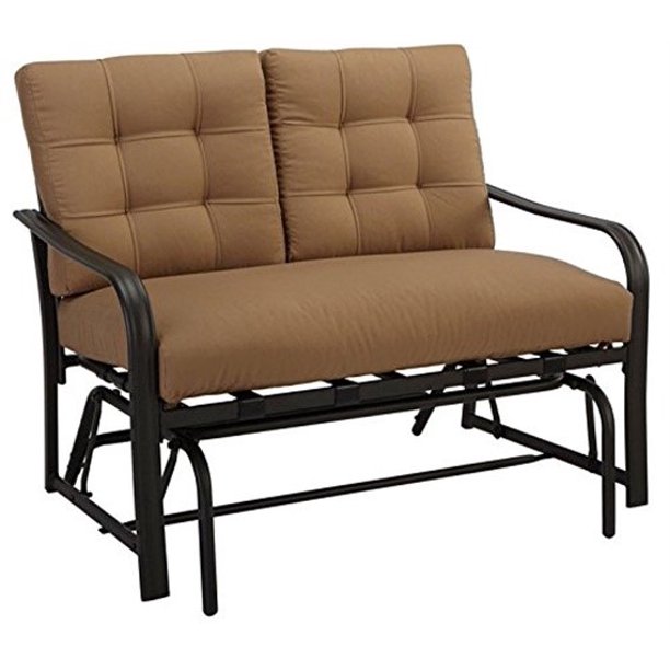 Living Accents Roma Beige Loveseat Glider 30.9 in. H x 41.9 in. W x 38.