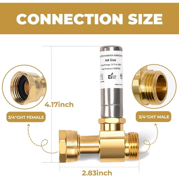 Angle Connection Design 2-Pack Water Hammer Arrestor, 3/4