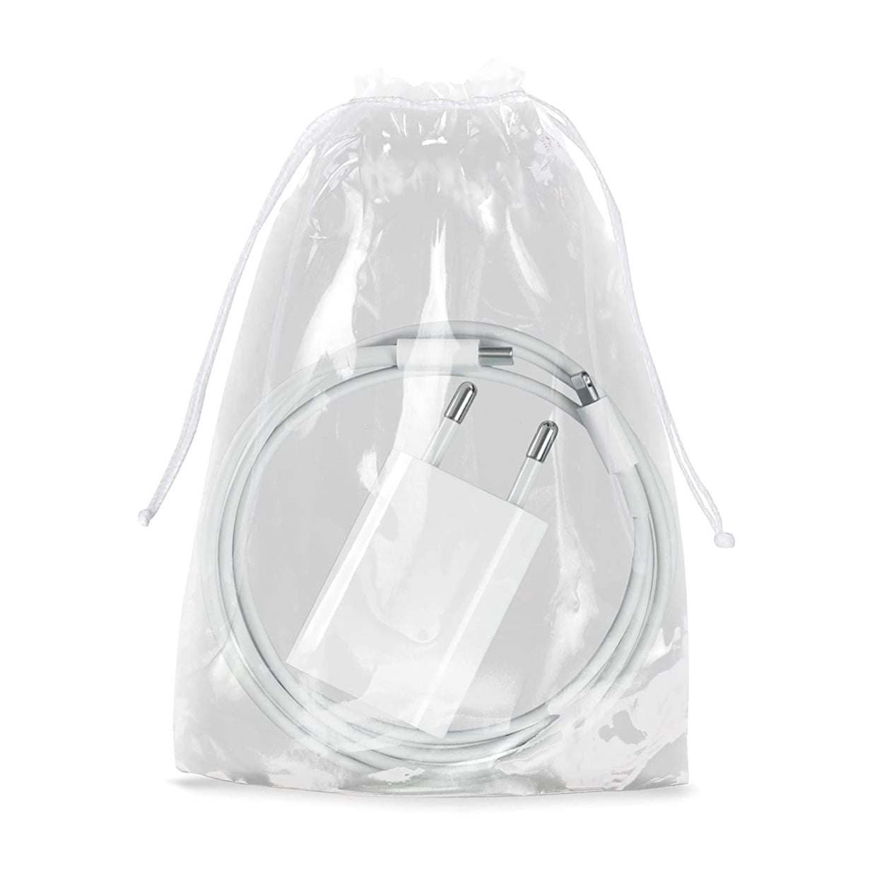 100 Pack Clear Plastic Drawstring Bags 4" x 6" Drawstring Pouches 2 mil