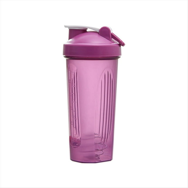 Vaso Coctelera Deportivo PortáTil Conveniente Vaso Agitador Botella Coctelera de PláStico de 600 Ml Adultos PúRpura