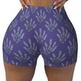 thumbnail image 2 of Honeii Lavender Flowers Print Women's Workout Shorts, Gym Shorts for Active Wear, Sports Shorts,Women's Running Shorts,Quick Dry Athletic Shorts-XX-Large, 2 of 8