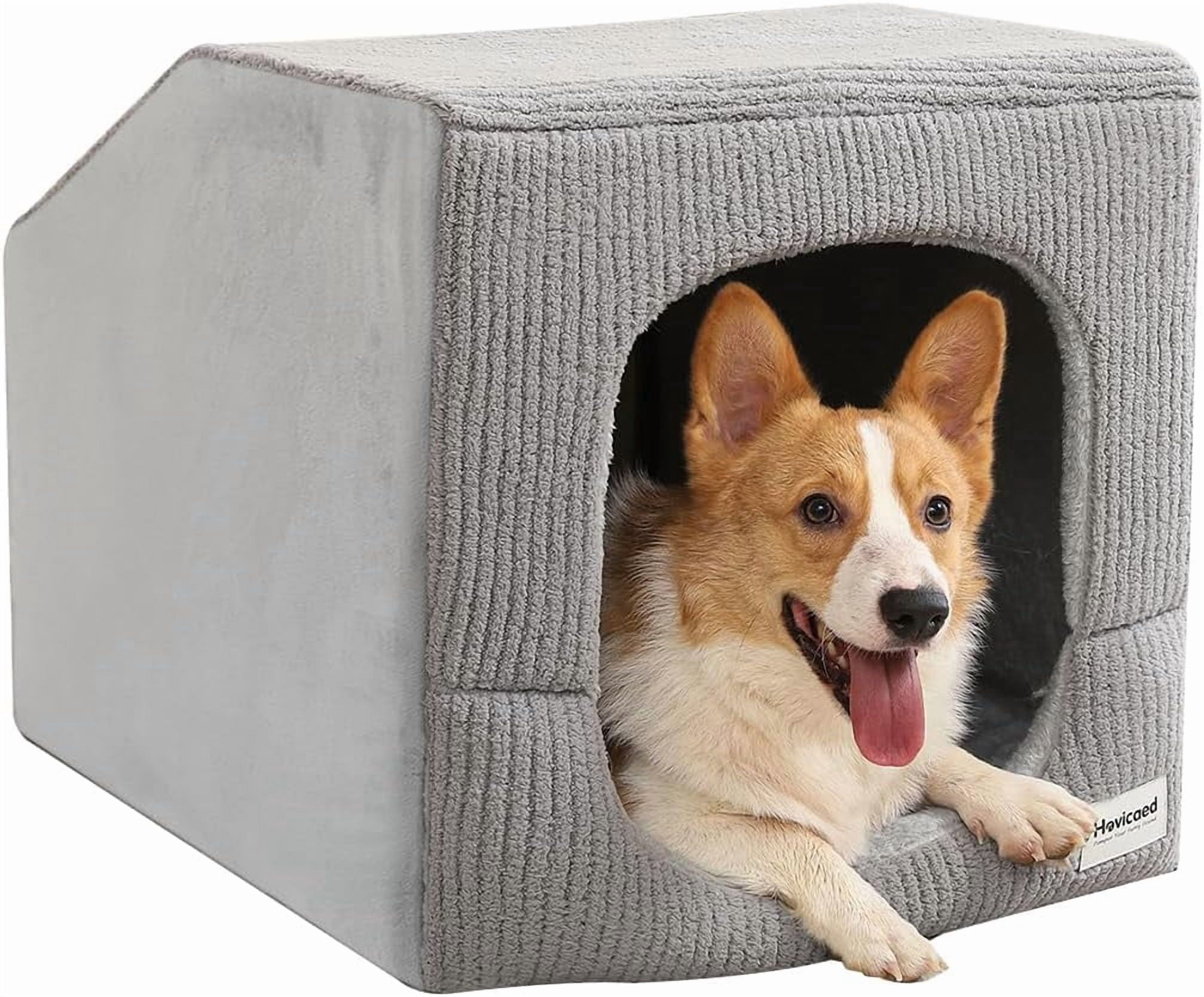 Indoor Dog House for Extra Large Medium Small Sized Dogs - Dog Tent with Washable Removable Cover, Pet Orthopedic Dog Cave Bed Egg-Crate Foam Cushion, Inside Dog House Large Space(L)