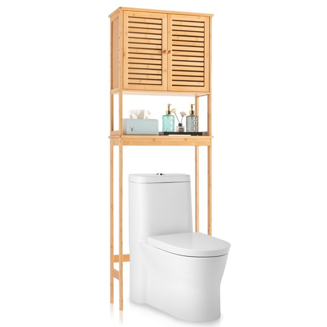 SamyoHome Bamboo Over The Toilet Storage Bathroom Space Saver