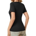 thumbnail image 4 of Summer Short Sleeved Deep V-neck Solid Color Women Slim Fit T-shirt, 4 of 6