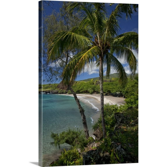 Great BIG Canvas | "Hawaii, Maui, Hana, A sunny view of Hamoa Beach with clear ocean" Canvas Wall Art - 32x48