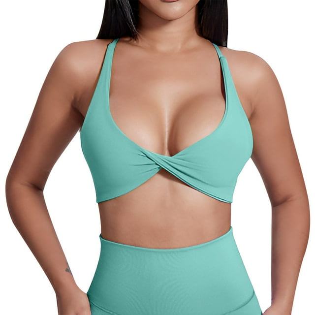 Sujetador de yoga para mujer con almohadillas en el pecho - Camiseta deportiva sin espalda para alto impacto - Nailon/spandex - S-XL