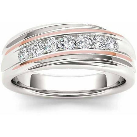 Imperial 5/8 Carat T.W. Diamond Pink Two-Tone Men's 14kt White Gold Wedding Band