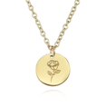 thumbnail image 1 of Round Coin Necklace, Titanium Steel Carved Flowers, Small Pendant Gifts, 1 of 4