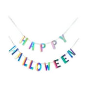 Halloween Iridescent Happy Halloween Paper Garlands Party Banners, 5‘ L x 6 in H, 2 Count, by Way To Celebrate