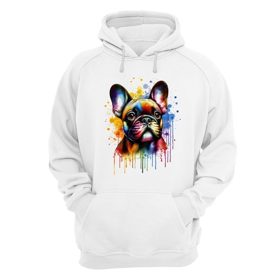 Watercolor Drip French Bulldog Pop Art Colorful Portrait Artwork Hoodie Unisex Merch Hoodies Dog Lover Gifts - 01009