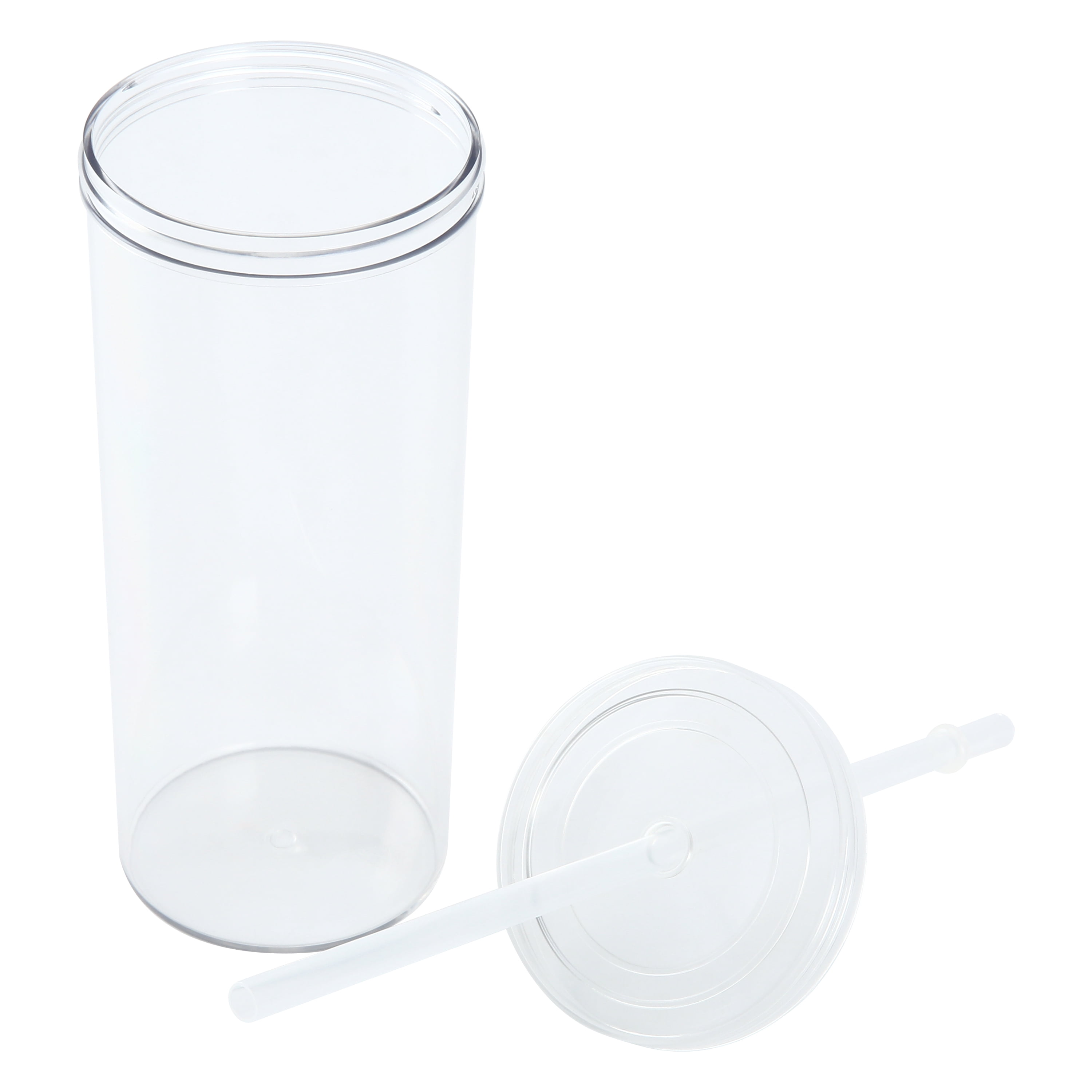 20-ounce Clear Plastic Tumbler with Screw Top Lid and Straw, by Mainstays
