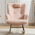 thumbnail image 2 of Sesslife Comfy Rocking Chair for Nursery, Glider Chair with High Backrest, Armrests & Upholstered Pad, Bedroom Nursery Rocker Chair for Baby & Kids, Pink, 2 of 9
