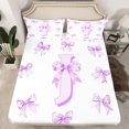 thumbnail image 2 of Homewish Dreamy Purple Bowknot Queen Sheet Sets for Girl, Kawaii Initial J Letter Flat and Fitted Sheet, Princess Style Super Cozy Room Decor, 4 Pieces, 2 of 7