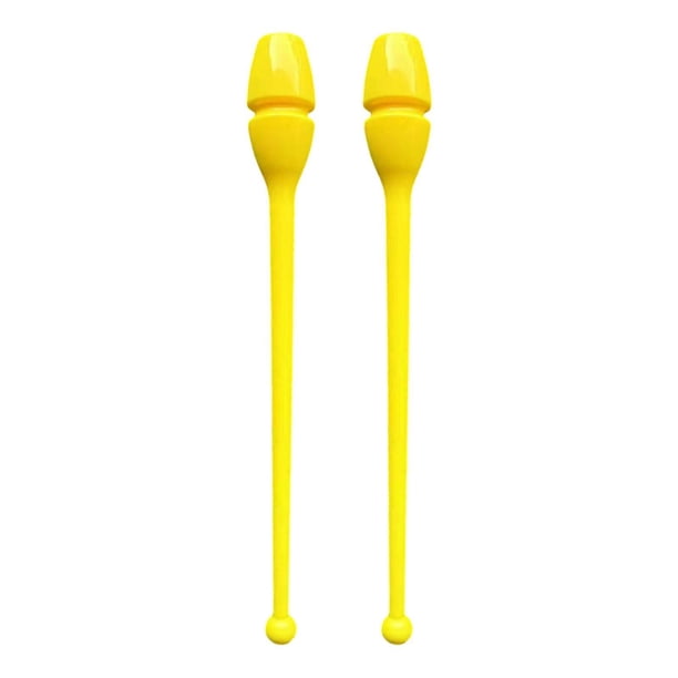 2 barras de ejercicio ligeras de 34,5 cm para gimnasia rítmica y baile. amarillo
