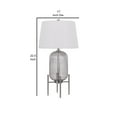 thumbnail image 5 of 33 Inch Modern Table Lamp, Rounded Glass Fluted Body, Steel Stand, White- Saltoro Sherpi, 5 of 5