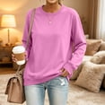 thumbnail image 2 of Trgacdwlo Crewneck Sweatshirts Women Long Sleeve Pullover Women Solid Color Fall Winter Warm Fleece Sweatshirt for Women Pink XXL, 2 of 7