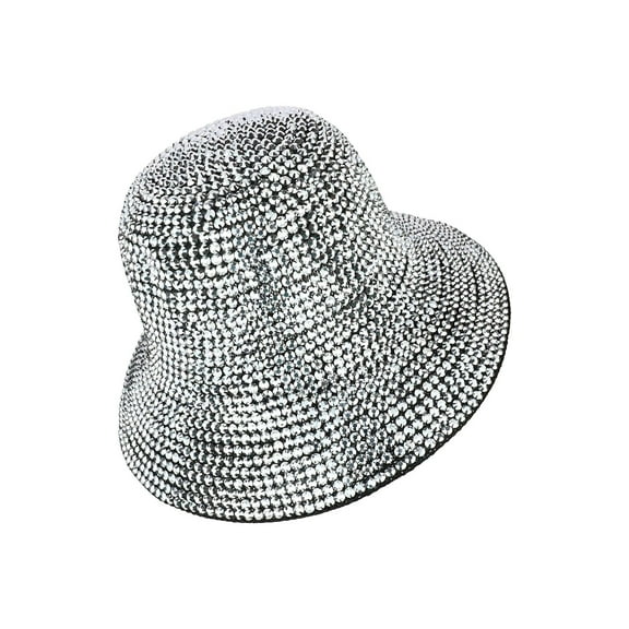 2Chique Boutique Women's Rhinestone Embellished Bucket Hat Silver