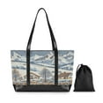 thumbnail image 7 of FORMRS Canvas Laptop Tote Bag for Women with 15.6" Computer Compartments Shoulder Handbag, Blue Snowy Mountain, 7 of 7
