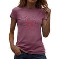thumbnail image 2 of Vetsdori Women's American Flag T Shirts Short Sleeve USA Years Anniversary Pullover Red White and Blue Graphic Casual Fourth of July,Summer Crew Neck Blouses for Women Independence Day, 2 of 7