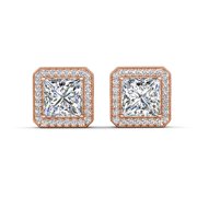 Cate & Chloe Norah 18k Rose Gold Plated Stud Earrings with Simulated Diamond Crystals for Women