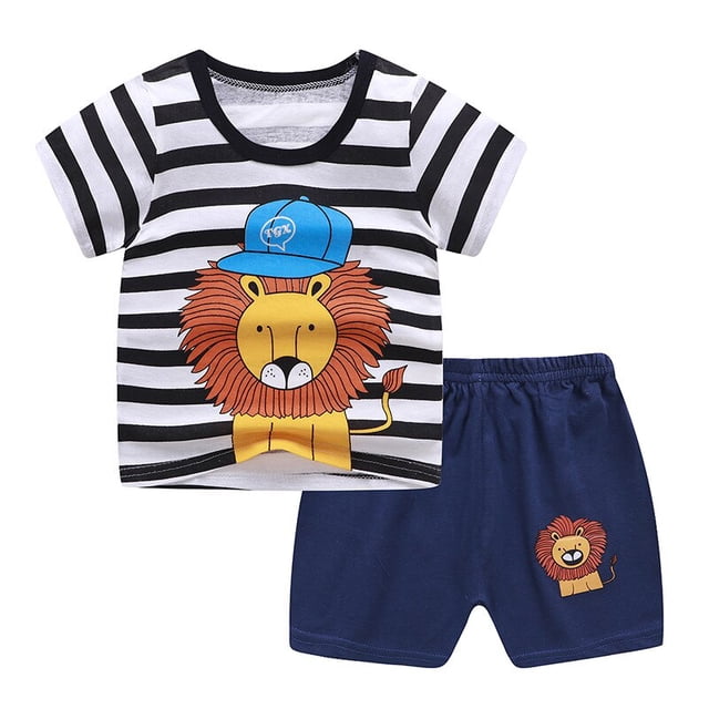 Nueva versión coreana, ropa para niños, trajes para niñas, traje de manga corta para niños, camiseta para bebés, pantalones cortos para niños, pijamas de algodón, ropa de 100cm Gao Jinjia LED