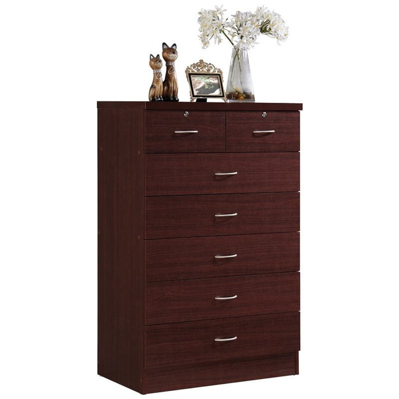 Pemberly Row Tall 7 Drawer Chest with 2 Locking Drawers in ...