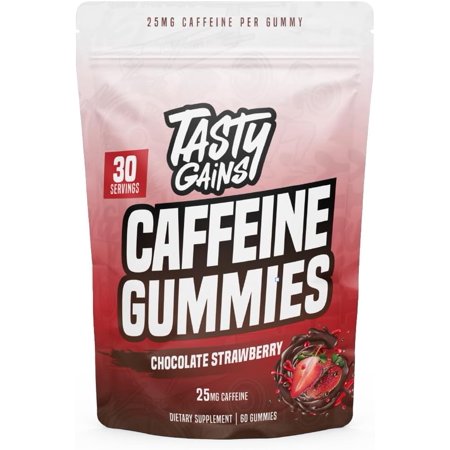 TASTY GAINS Caffeine Pre Workout Gummies – Fast Acting Energy Gummies for Men & Women, 25mg Caffeine Per Gummy, Workout Focus & Endurance Support