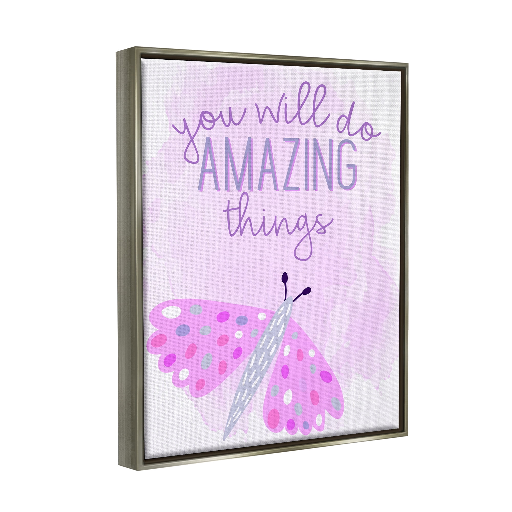 Stupell Industries Amazing Things Uplifting Phrase Animals & Insects Painting Gray Floater Framed Art Print Wall Art