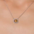 thumbnail image 3 of Gem Stone King 10K White Gold Brown Tiger Eye and White Lab Grown Diamond Pendant Necklace for Women | 1.11 Cttw | Gemstone Birthstone | Cushion 6MM | With 18 inch Chain, 3 of 6