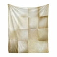 thumbnail image 1 of Ivory Soft Flannel Fleece Throw Blanket, Abstract Square Shaped Geometric Fractal Pattern Modern Shady Tone Display, Cozy Plush for Indoor and Outdoor Use, 60" x 80", Cream Beige, by Ambesonne, 1 of 6