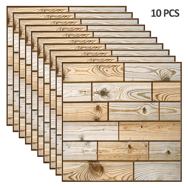 10pcs Three Dimensional Tile Stickers Pvc Wall L And Stick Splash Proof Imitation Wood Panels 3d Panel Com - What Adhesive To Use For Pvc Wall Panels