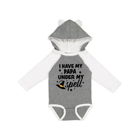

Inktastic I Have My Papa Under My Spell with Cute Witch Hat Gift Baby Boy or Baby Girl Long Sleeve Bodysuit