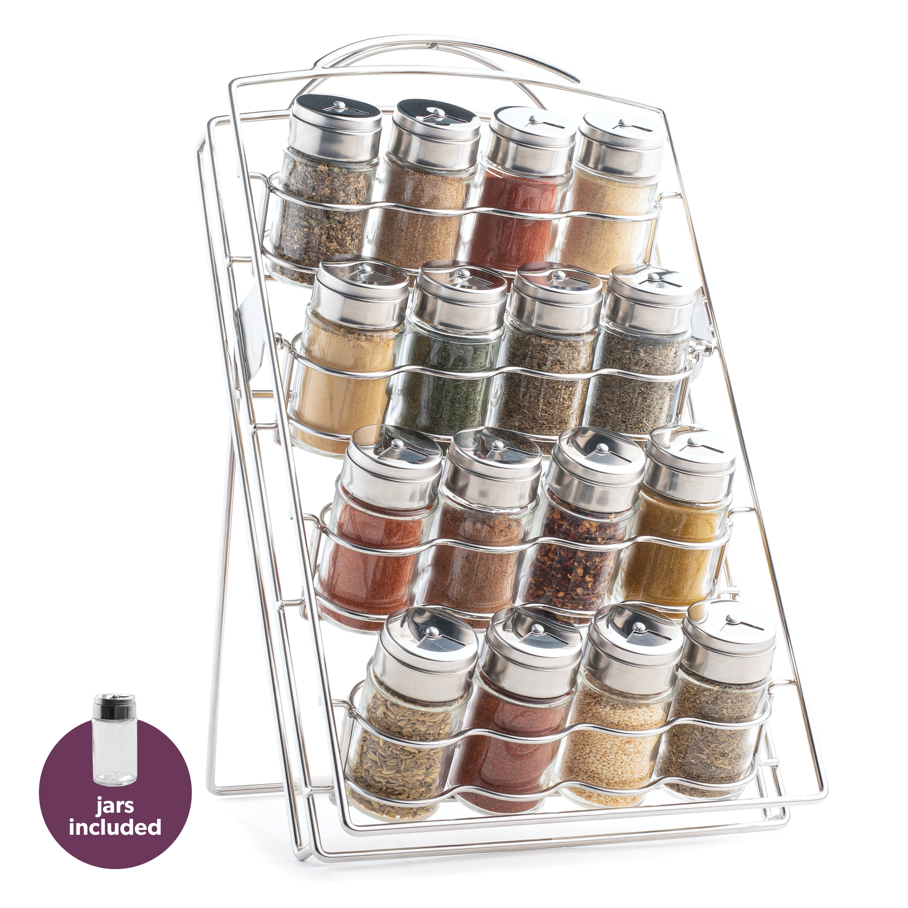 Inclined Spice Rack 16 Jars Included Seasoning Organizer & Storage