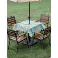thumbnail image 4 of Outdoor Tablecloth with Umbrella Hole for Patio/Picnic/Party/Camping, Teal Red Turtle Coastal Waterproof Table Cloth Square Cover Washable, Summer Beach Nautical Coral Starfish (54"x 54"), 4 of 8