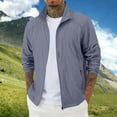 thumbnail image 2 of Mens Tops Manga Larga Color Sólido Cremallera Bolsillo Chaqueta de Pie Cuello sin Capucha Casual Moda Ropa Exterior Hombres Chaqueta Casual, 2 of 9