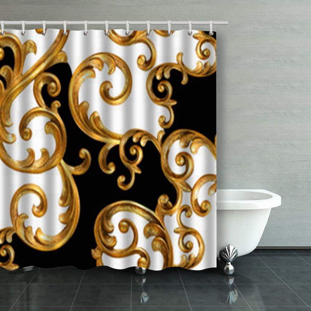 ARTJIA Baroque Shower Curtains Bathroom Curtain 66x72 Inch