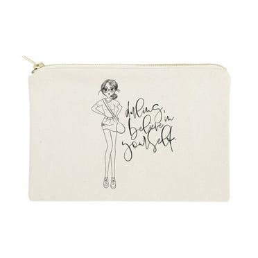 Darling, Believe in Yourself Cotton Canvas Cosmetic Bag