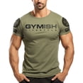 thumbnail image 2 of Gymish Gym Therapy Workout T-Shirt for Men – Funny Gym Shirt, Men's Workout Clothes, Athletic Gym Wear, Military Green with Sleeve Logo, Medium, 2 of 5