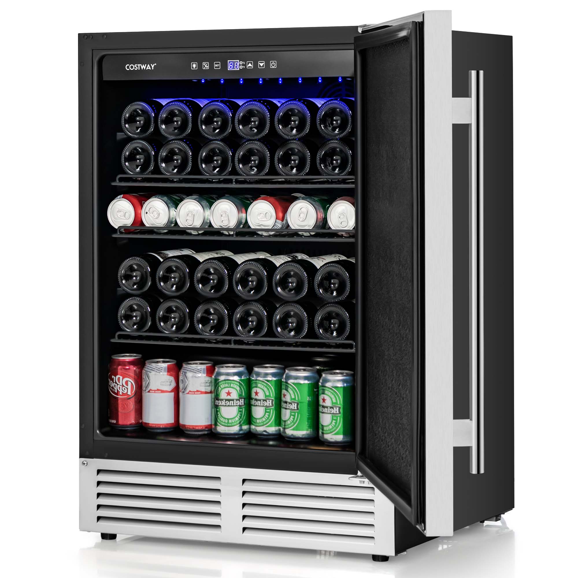 Costway 24" Beverage Refrigerator with Removable Shelves & Adjustable Temperature Cooler