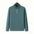 thumbnail image 2 of Donemore Men's Solid Color Casual Long Sleeve Stand Collar Zipper Thermal Polyester Top, 2 of 5