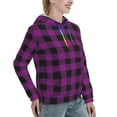 thumbnail image 6 of Kdxio Purple Black Plaid Print Womens Oversized Hoodies Sweatshirts Hooded Pullover Tops Sweaters Casual-Large, 6 of 7