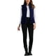 thumbnail image 2 of Chaleco de piel sintética elegante para mujer, chaqueta sin mangas con cremallera para uso casual, M azul oscuro, 2 of 6
