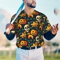 thumbnail image 4 of Fotbe Halloween Skull Baseball Jersey Shirt for Men and Women, Casual Short Sleeves Button Down T-Shirt-Small, 4 of 9